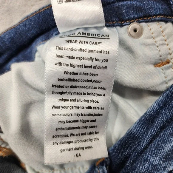 Good American Jeans Women 2/26 Blue Mid Rise Good Legs Skinny Distressed Raw Hem - Picture 6 of 11